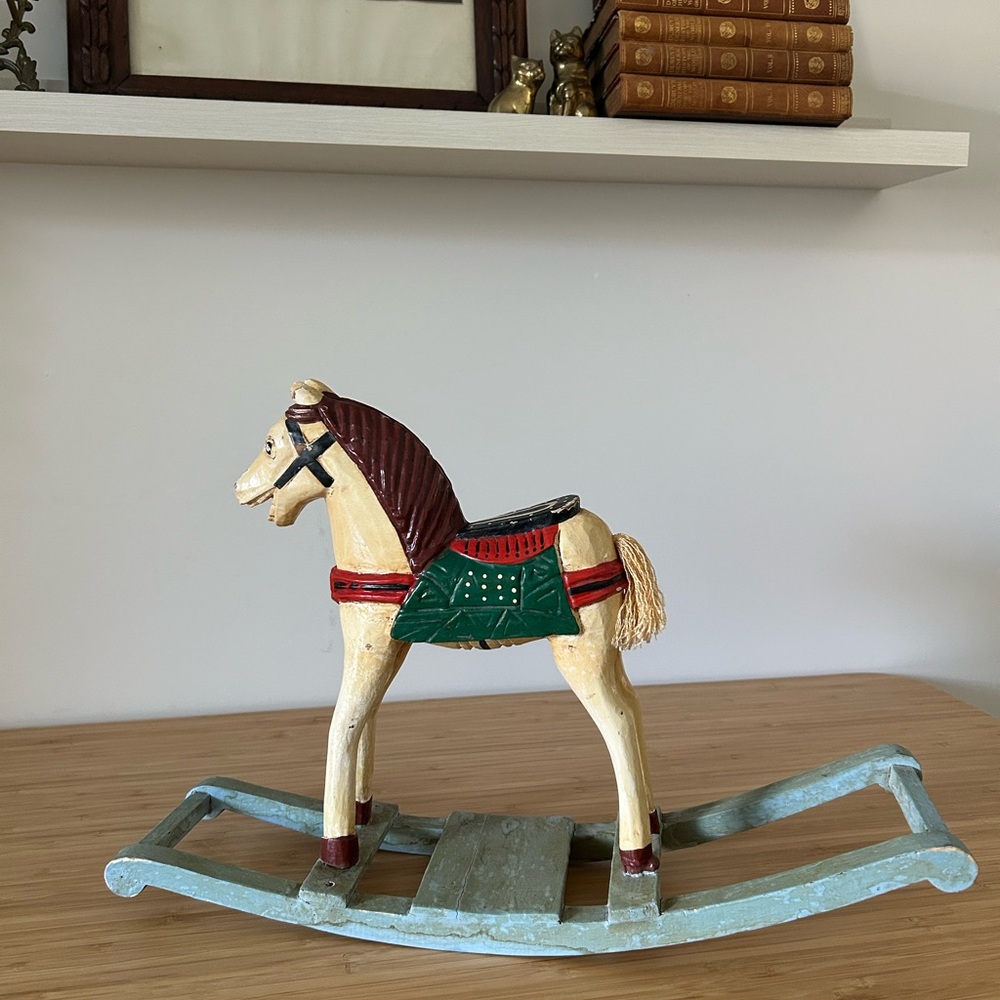 Antique Hand Carved Wood Rocking Horse